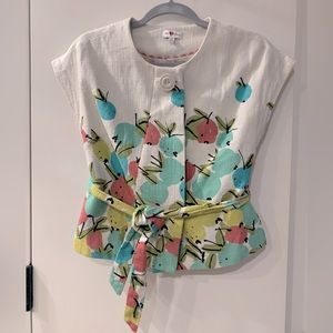 Anthropologie We Love Vera Floral Sleeveless Belted Jacket Size 4